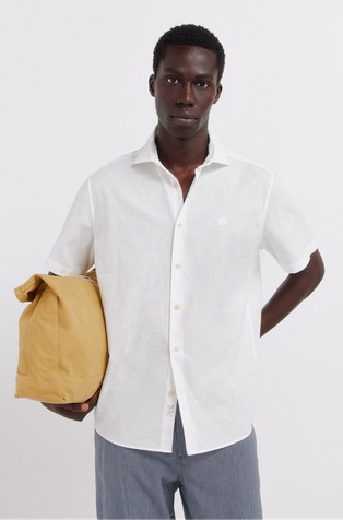 Cotton and linen short sleeve shirt
