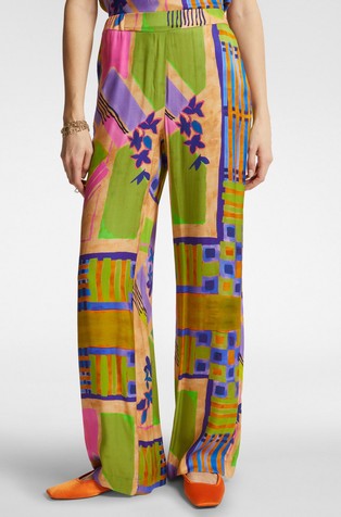 Patterned viscose trousers