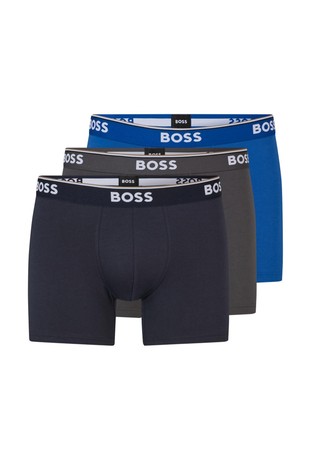 Three-pack of logo-waistband boxer briefs in stretch cotton