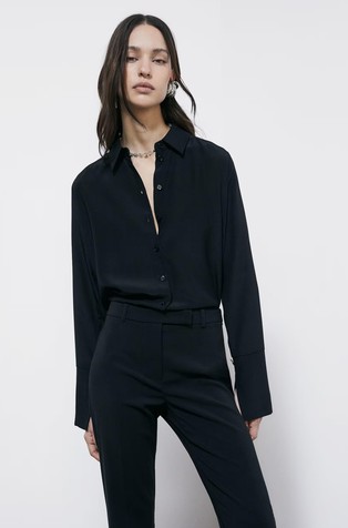Regular fit silk crepe shirt