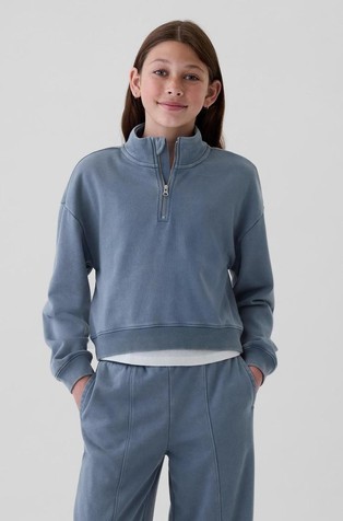 GAP Kids Vintage Soft Half-Zip Cropped Pullover Bainbridge Blue 1