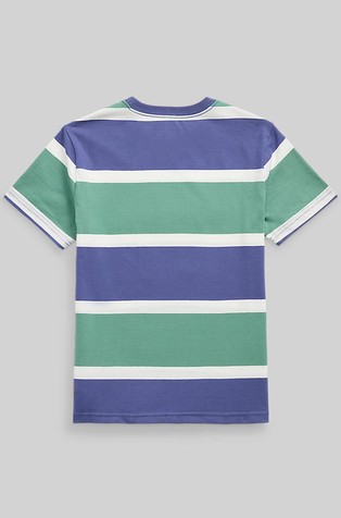 RALPH LAUREN Polo Bear Striped Cotton Jersey Tee Fairway Green Multi Bear 2