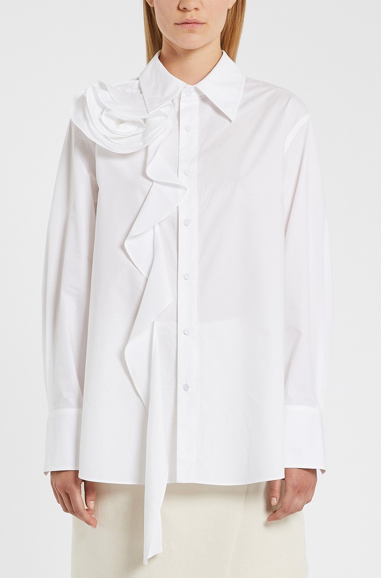 MARELLA Rose appliqué and flounced cotton shirt White 