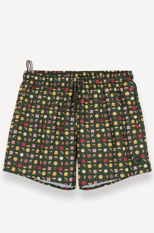 Patterned swimming trunks