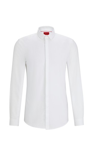 Slim fit srajca iz žakarske bombažne tkanine
