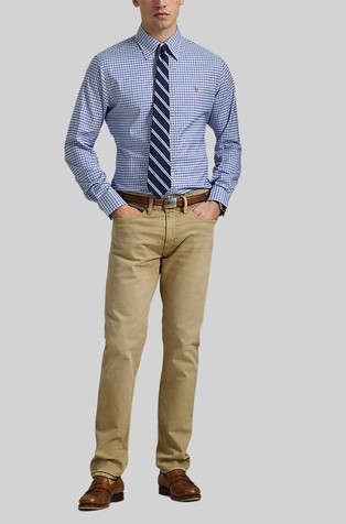 RALPH LAUREN Custom fit karirasta Oxford srajca Modra - Blue Multi 4