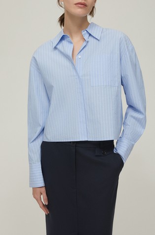 Črtasta bombažna srajca z okrasnimi kamenčki