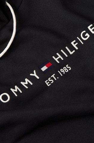 TOMMY HILFIGER Logo Flex pulover s kapuco Črna - Black 1 3