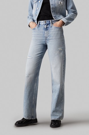 Relaxed fit jeans hlače z visokim pasom