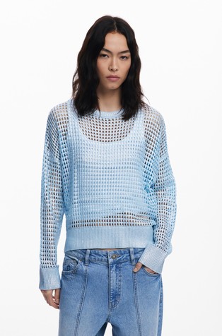 Metallic openwork sweater