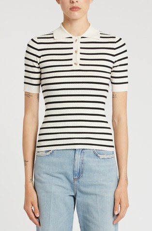 Pletena polo majica s kratkimi rokavi iz viskozne mešanice