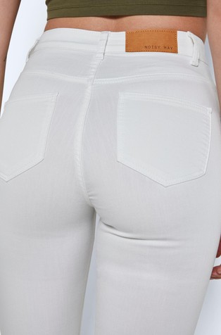 NOISY MAY NMCALLIE high waist skinny fit jeans Bright White 5