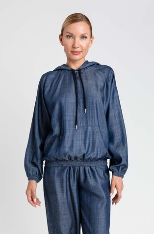 Chambray hooded sweater