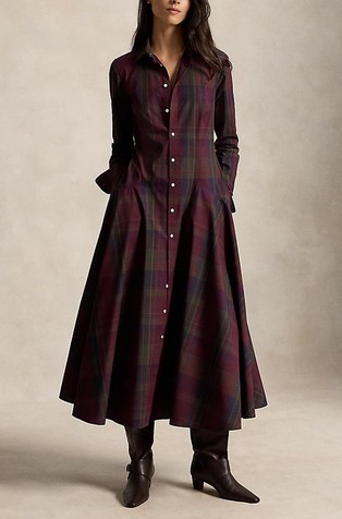 Plaid Cotton-blend Shirtdress