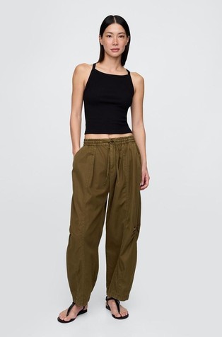 Mid Rise Twill Barrel Pants