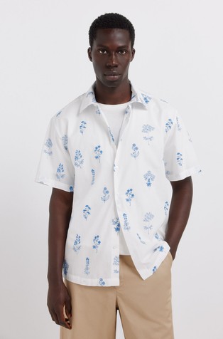 Floral embroidered short sleeve shirt