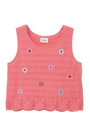 Ajour knitted top with embroidery