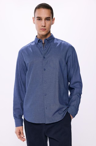 Two-tone dobby cotton shirt