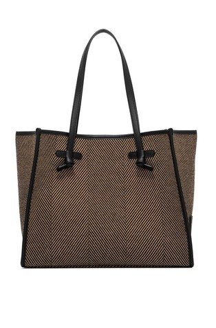 Marcella tote in herringbone print fabric