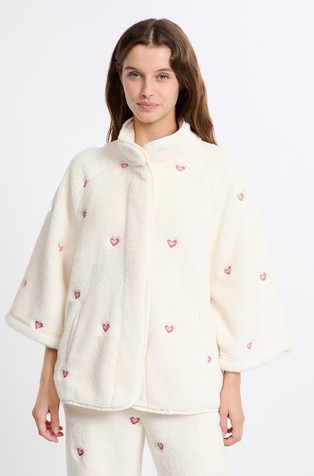 Malia Heart Pattern Fleece-Effect Jacket