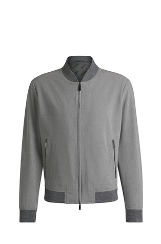 Slim-fit zip-up bomber jacket in stretch fabric