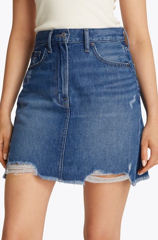 Distressed Denim Mini Mom Skirt