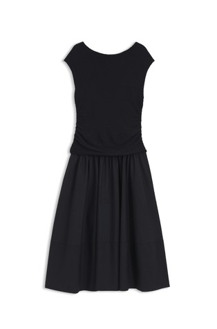 Structured-jersey dress with poplin skirt