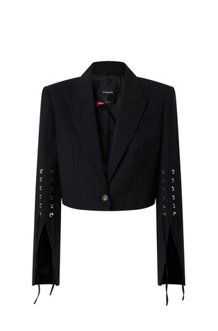 Spencer jacket with slits and laces on sleeves