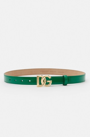 Polished calfskin belt with DG logo