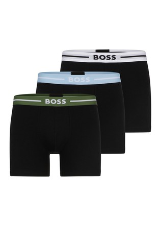 Three-pack of stretch-cotton boxer briefs with logos