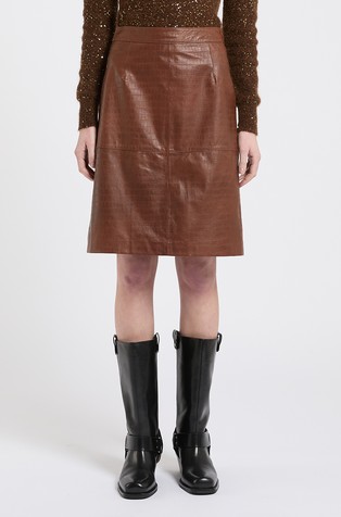 Short leather skirt