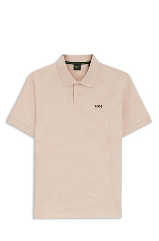 Cotton knit polo with 3D jacquard design