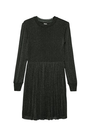 Long-sleeved dress in glittery mesh