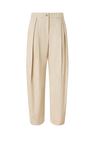 PINKO Wide viscose-blend trousers with pleats Beige 5