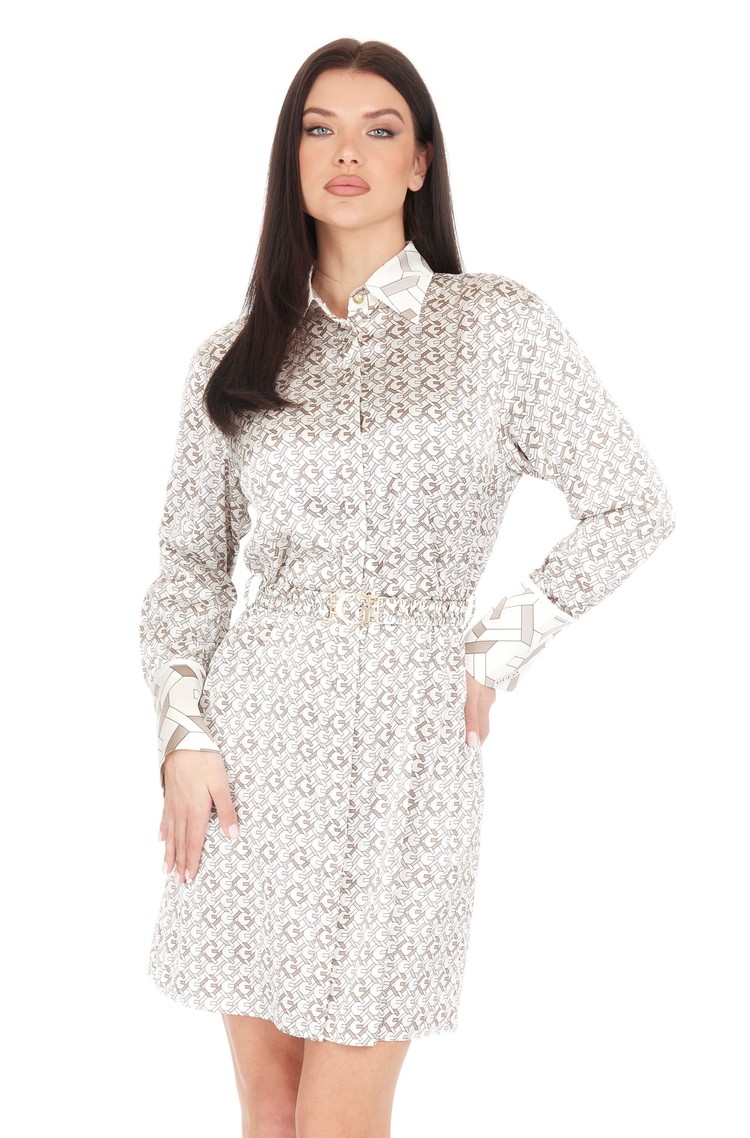 GUESS Shirt dress with logo pattern Gray 