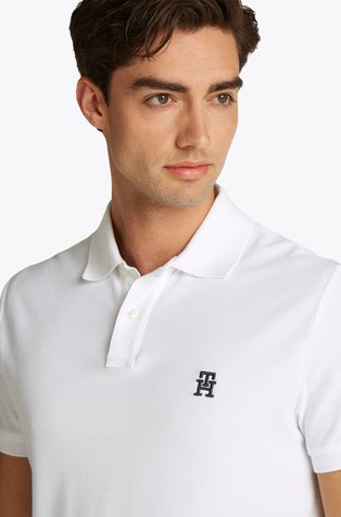 TOMMY HILFIGER Polo majica s kontrastnim vezenim monogramom Bela - White 4