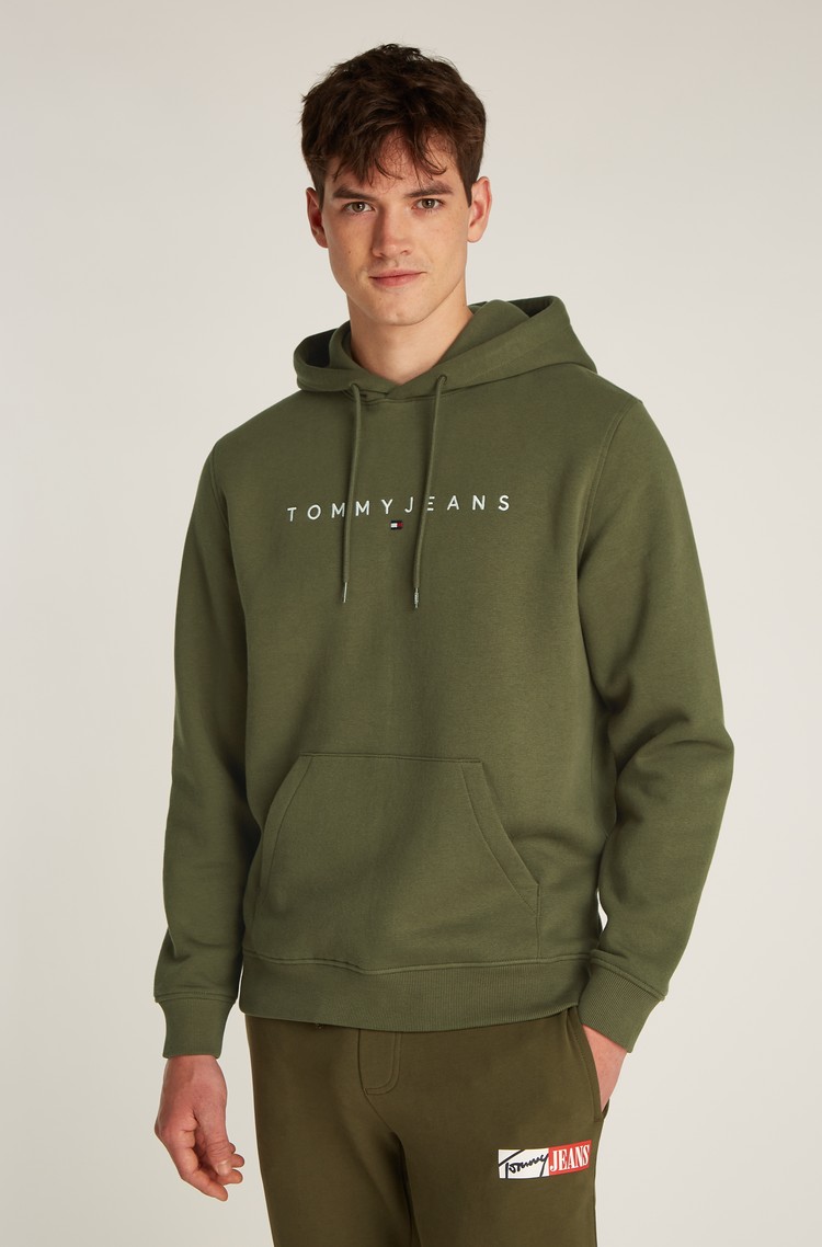 TOMMY HILFIGER Logo pulover s kapuco Zelena - Green 
