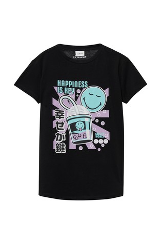 Loose fit bombažna majica s Smiley® potiskom