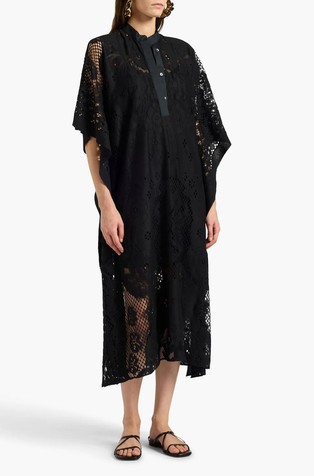 Midi lace dress with satin details