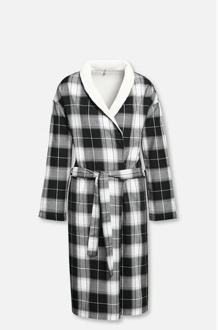 Black Check jutranja halja s kosmateno podlogo