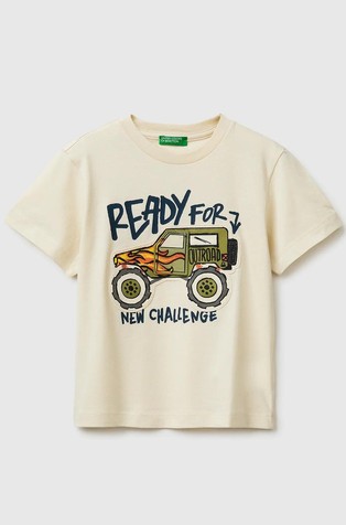Cotton T-shirt with print and application