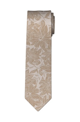 Silk and linen tie with floral pattern