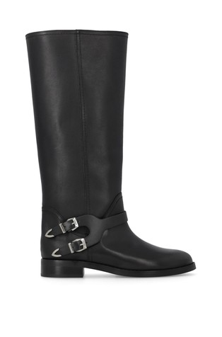 Leather boots with buckles