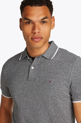 TOMMY HILFIGER Regular fit polo majica iz piké lanene mešanice Siva - Dark Gray 4