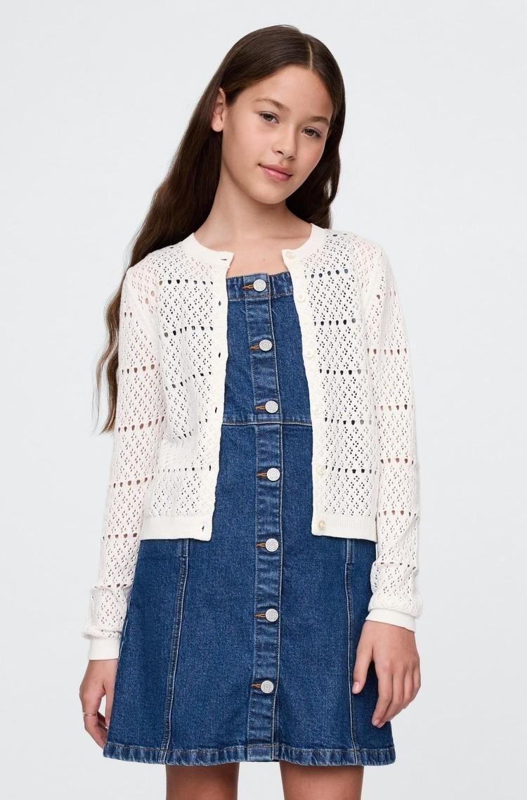 GAP Girls Pointelle Cardigan New Off White 