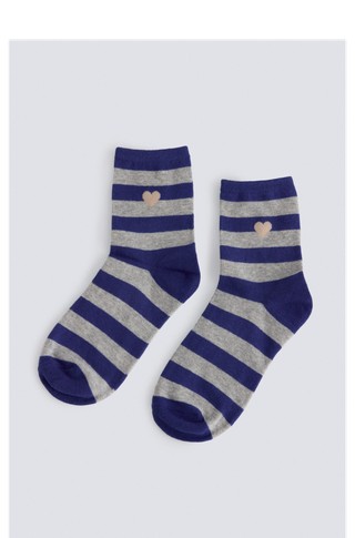 Striped heart ribbed socks