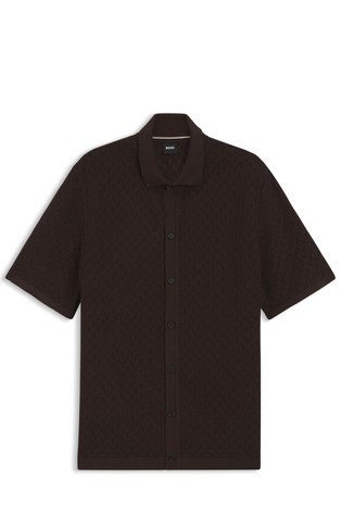 Short-sleeved polo cardigan in knitted cotton