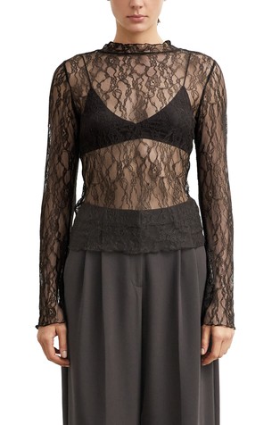 Lace long-sleeve shirt with trumpet sleeves