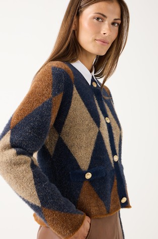 Cardigan with diamond pattern
