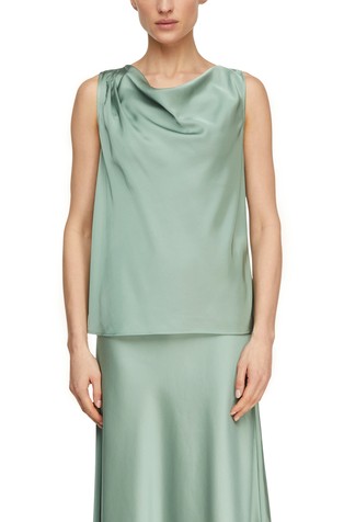 Satenast top z drapiranim ovratnikom